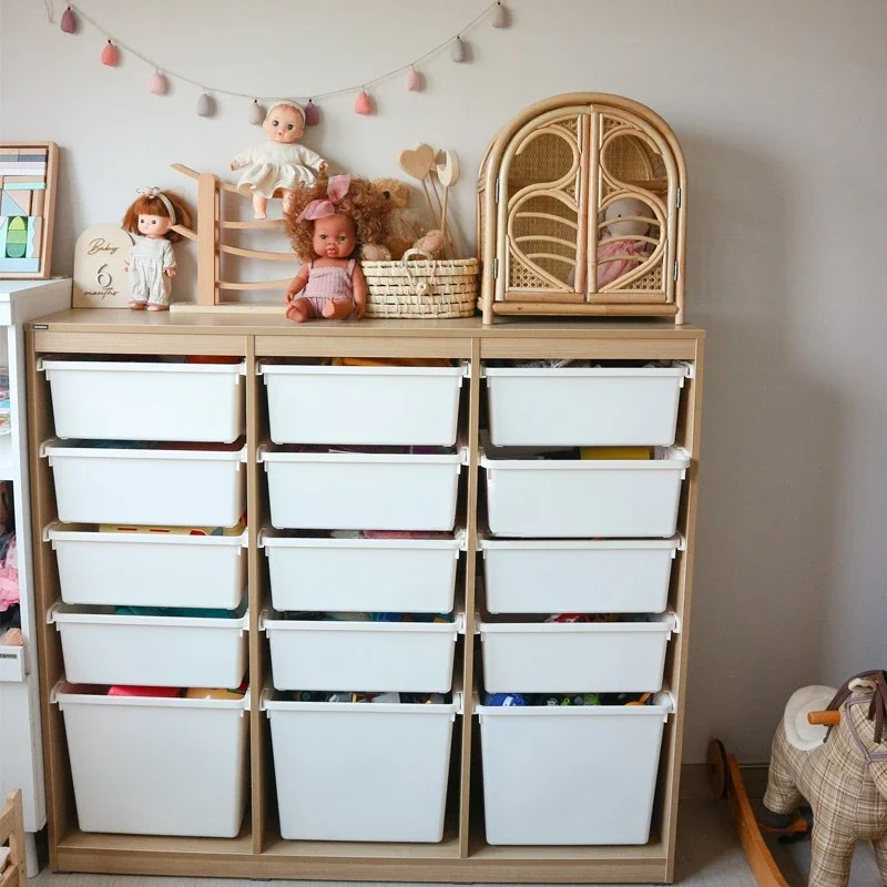 Ins Children\'s Doll Wardrobe Playhouse Toy Storage Cabinet Handmade Weaving Home Decoration Double Door Design Photography Props
