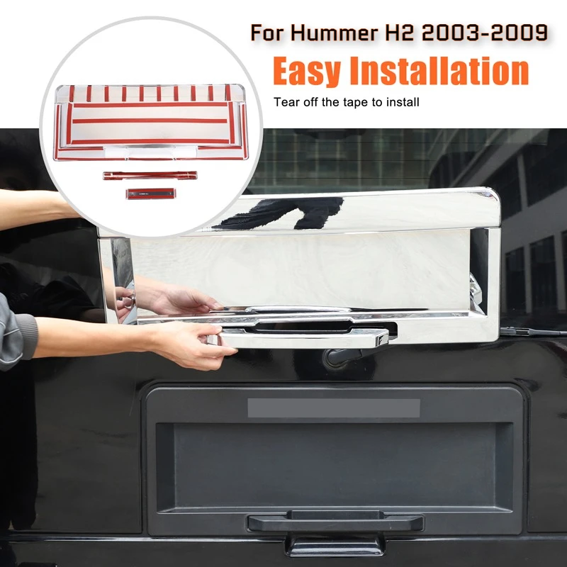 

suitable For Hummer H2 2003-2009 ABS Silver Car Rear Tailgate license plate holder Trim Car Accessories