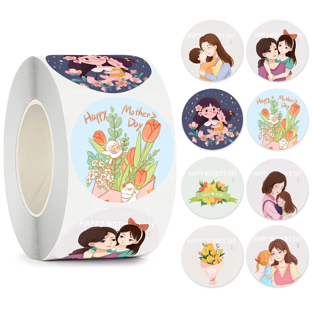 500 pçs feliz dia das mães adesivos 1 polegada presentes do feriado cartões decoração envelope selagem adesivos obrigado adesivos scrapbooking tag