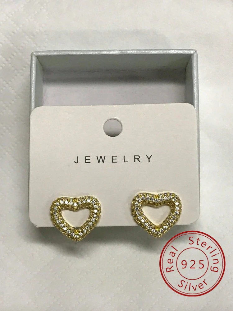 

925 Sterling Silver Classic Brilliant Luxury Heart Zircon Stud Earrings For Women Engagement Wedding High Quality Fine Jewelry