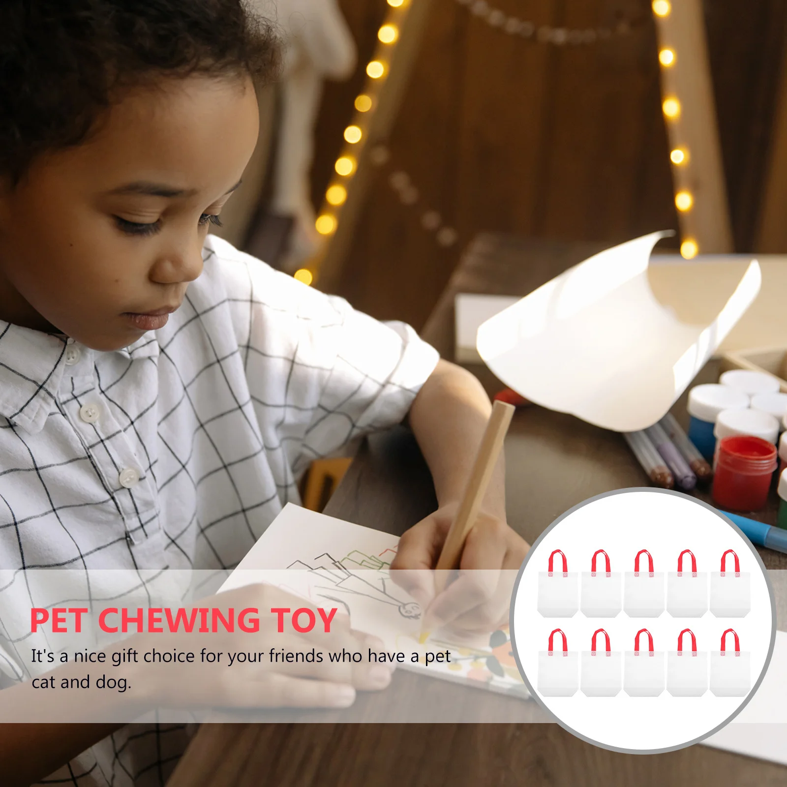 10Pcs Kids DIY Graffiti Bags Printable Pattern Drawing Handbag for Children Art Activity Kindergarten Classroom Project Reusable