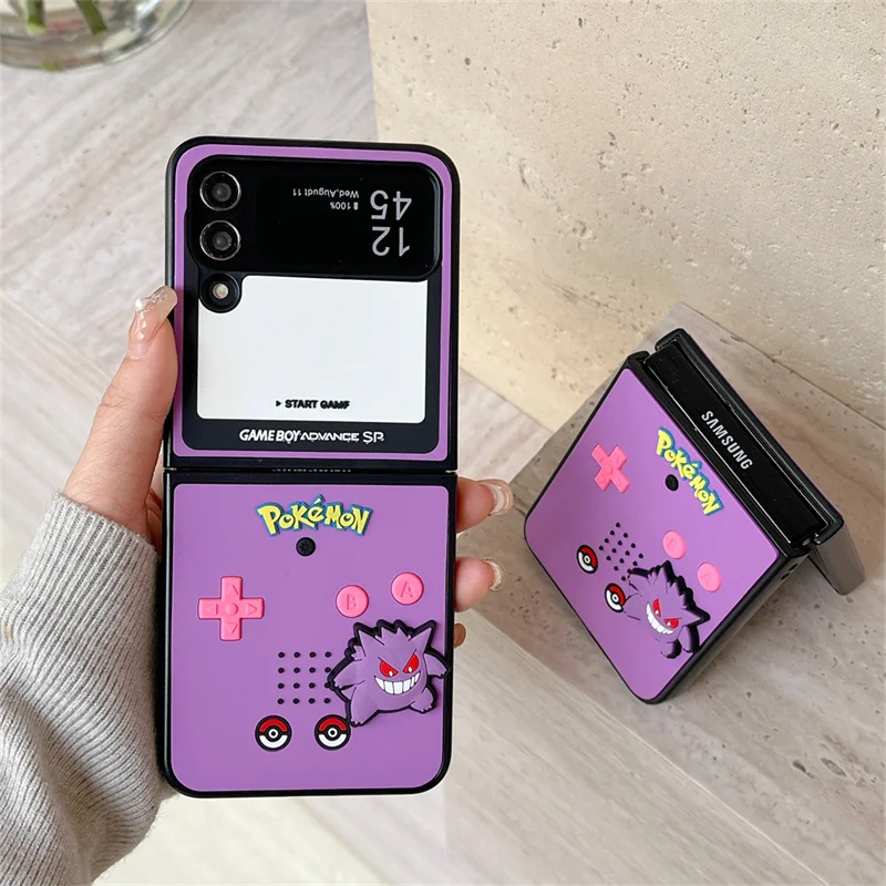 

3D Anime P-Pokemon Gengar Jigglypuff cartoon Phone Case For Samsung Z Flip 6 3 4 5 6 7 Z Fold 3 4 5 ZFold 6 7 Protect Cover