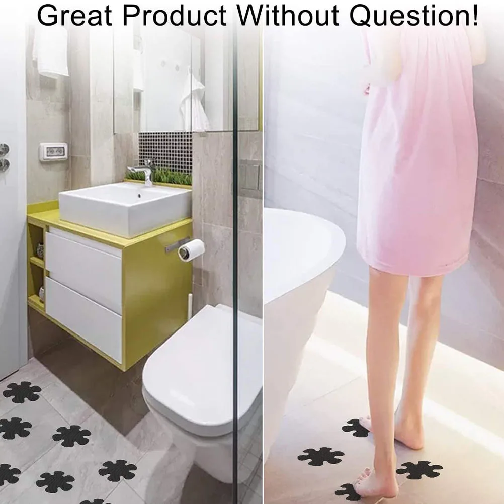 

73pcs Anti slip Strips 6 Black S shape 2x20cm Round Flower Snowflake Stickers Non skid Tape Bathroom Kitchen Balcony Porch