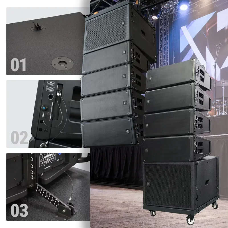 BOLRZO Accuracy CLA210A-COMBO Pro Audio NEO Driver Active Dual 10-Inch Line Array System Kit PA System with 18-Inch Subwoofer