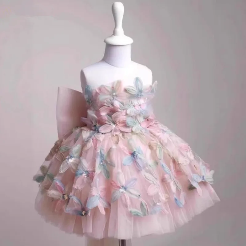 

New Children's Princess Costume Host's Piano Performance Wedding Birthday Girls Party Dresses A4662 Vestidos