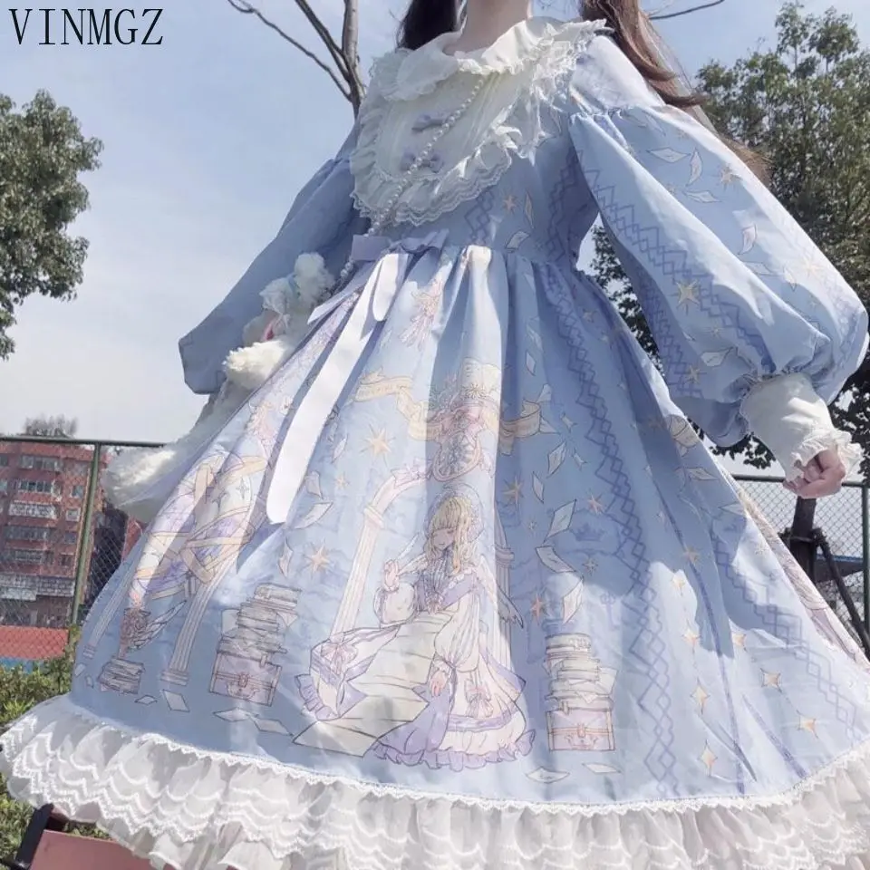 

Dress long 2025 new student cute Internet celebrity long sleeve lolita angel handle op lolita skirt