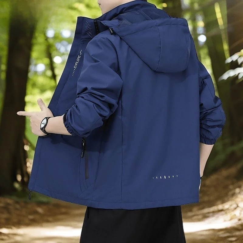 Outdoor Men's Jacket Loose Fit Hooded Climbing Coat Unisex Autumn Fashionable Casual Durable Standard Size Long Sleeve Coat