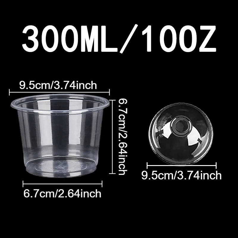 50 STUKS Wegwerp Transparante Plastic Bekers Dome Platte Deksels Melk Thee Kopjes Kommen Vruchtensap Koffie Ijs Taart Container