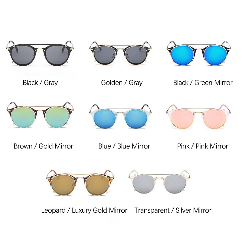 SHAUNA Retro Women Steampunk Sunglasses Brand Designer Flip Separable Fashion Men Round Punk Glasses UV400