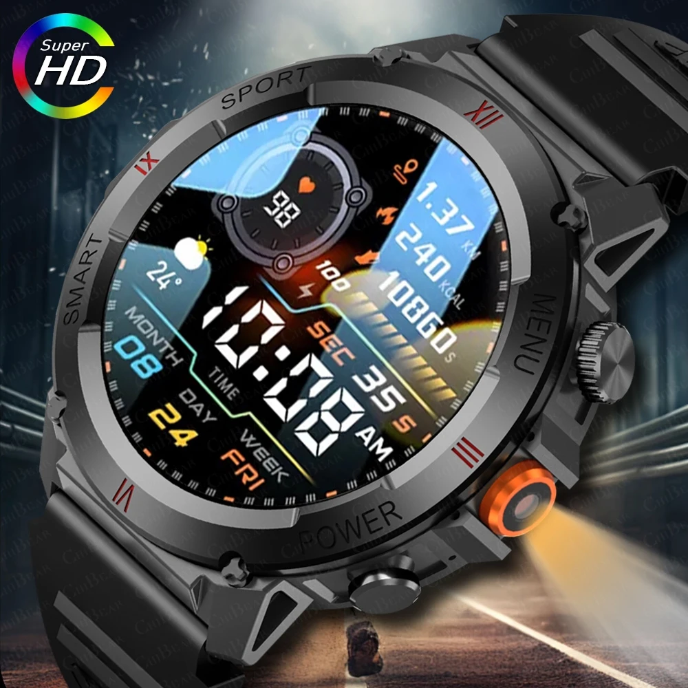 

2024 New LED Flashlight Smart Watch Men 1.46 inch AI Voice GPS Motion Track IP68 Waterproof Full Touch Screen Calling SmartWatch