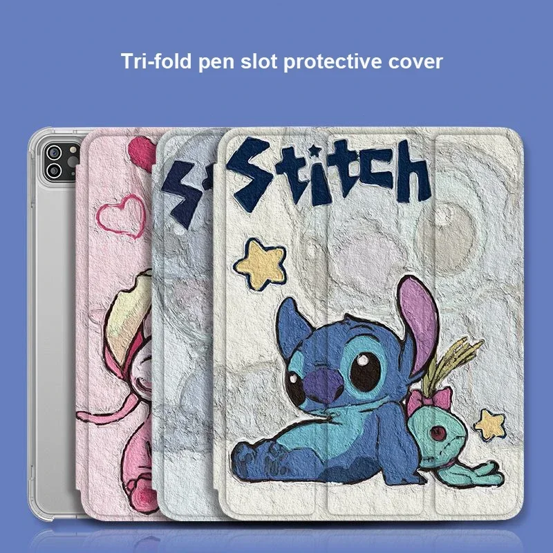 Stitch capa macia para ipad 9th 8th 7th geração ipad air2 ipad air5 air4 10.9 pro mini 4 5 crianças caso com suporte funda capa