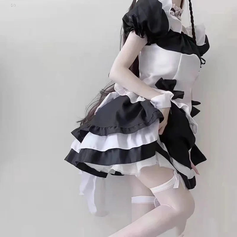 Anime Black and White Lolita Maid Costumes Women Lovely Maid Cosplay Costumes Vestido Animation Show Dress Clothes Maid Cosplay