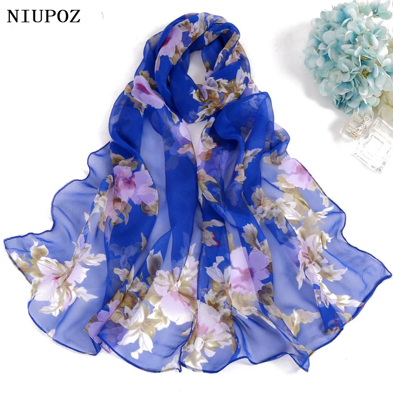 Peach BlossomTravel Beach Sun Protection Chiffon Georgette Scarf Women Foulard Shawl Summer Bandana Elegant