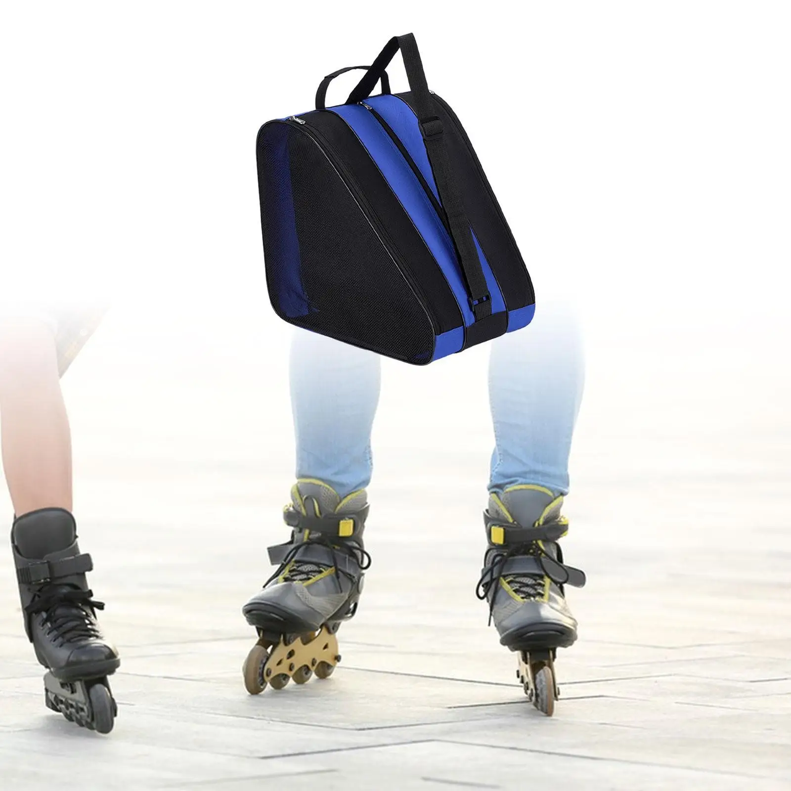 

Skating Shoes Storage Bag Breathable Mesh Oxford Roller Skates Carrier Adjustable Strap for Outdoor Sports