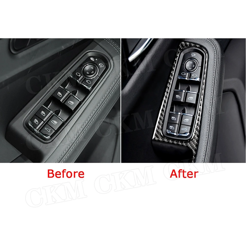 Carbon Fiber Car Window Lifter Switch Button Panel Trim Frame Stickers Cover for Porsche Macan 2015-2018 Interior Accessories