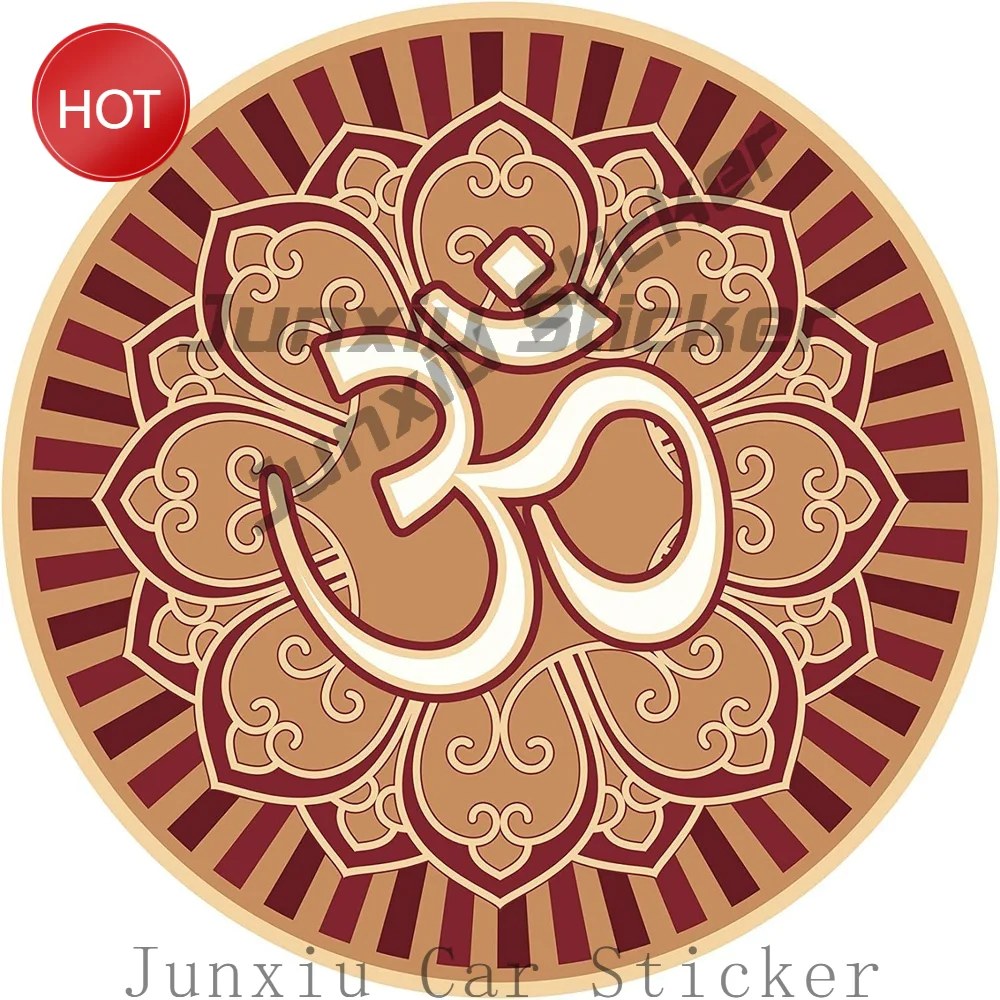 2 Pack Om Aum Symbol Lotus Flower PVC Vinyl Sticker For Vehicle Window And Luggage Decorative Graphic Design Decal