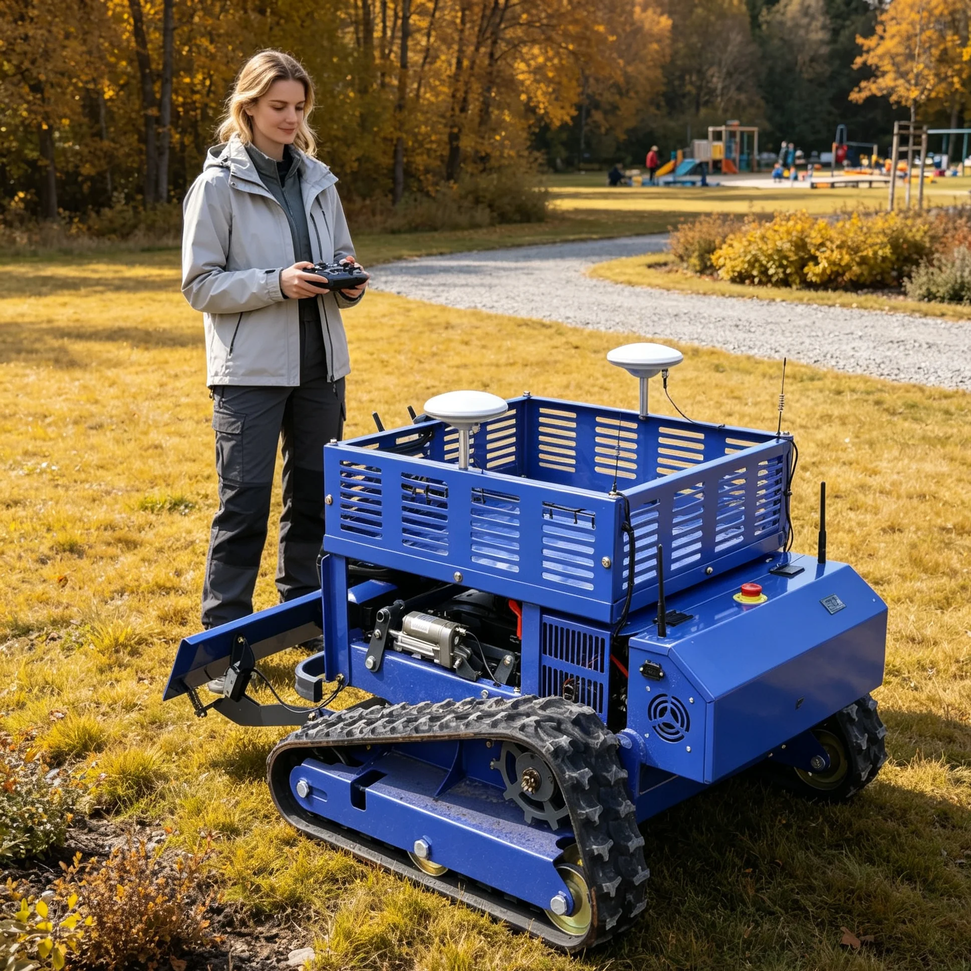 Customized 550 Series Remote Self‑Propelled Lawn Mower, Storage Rack Design For Outdoor Equipment Convenience