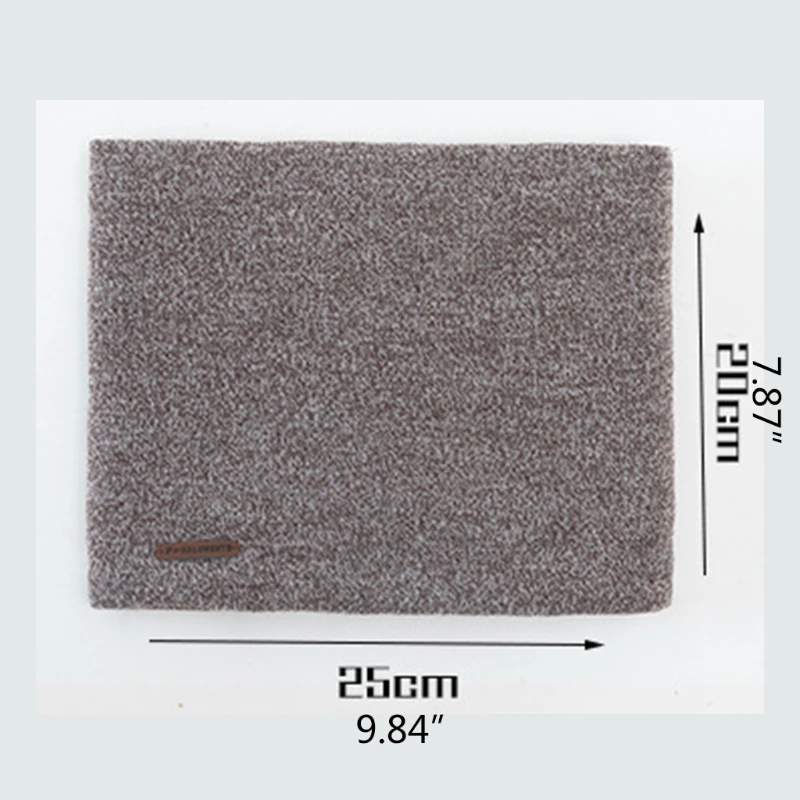 Herren-Winter-Strickhalswärmer-Gamasche, dicker, mit Plüsch gefütterter, winddichter Rundschal