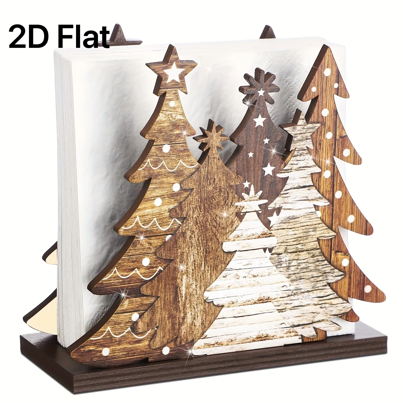 Christmas Tree Wooden Napkin Holder Tabletop Tissue Rack Xmas Table Decor For Home Party Desktop Paper Napkin Storage Organizer