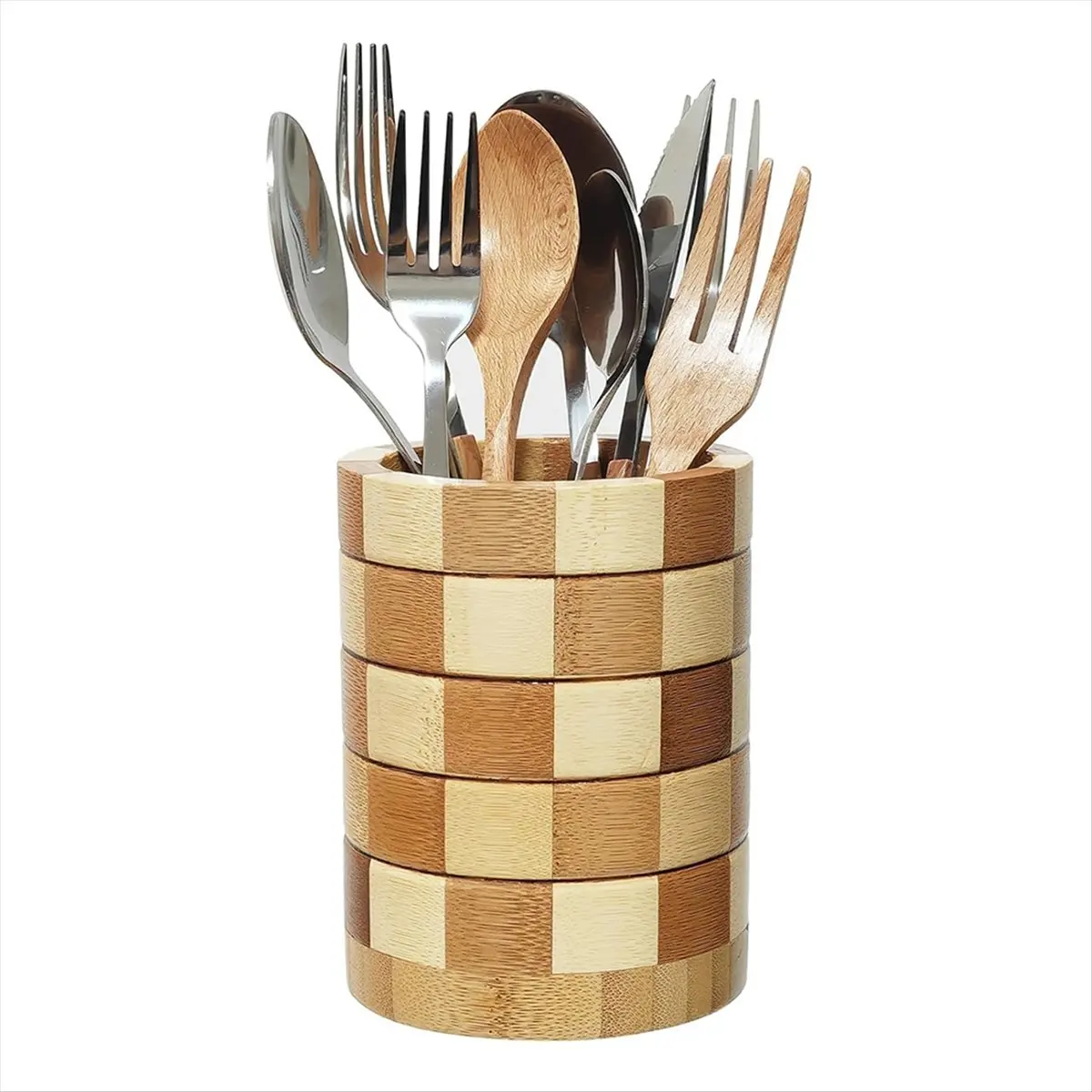 【TODAY-BUY】Bamboo Silverware Holder, Silverware Organizer, Utensil Holder for Kitchen Countertop, Wooden Kitchen Utensil Organiz