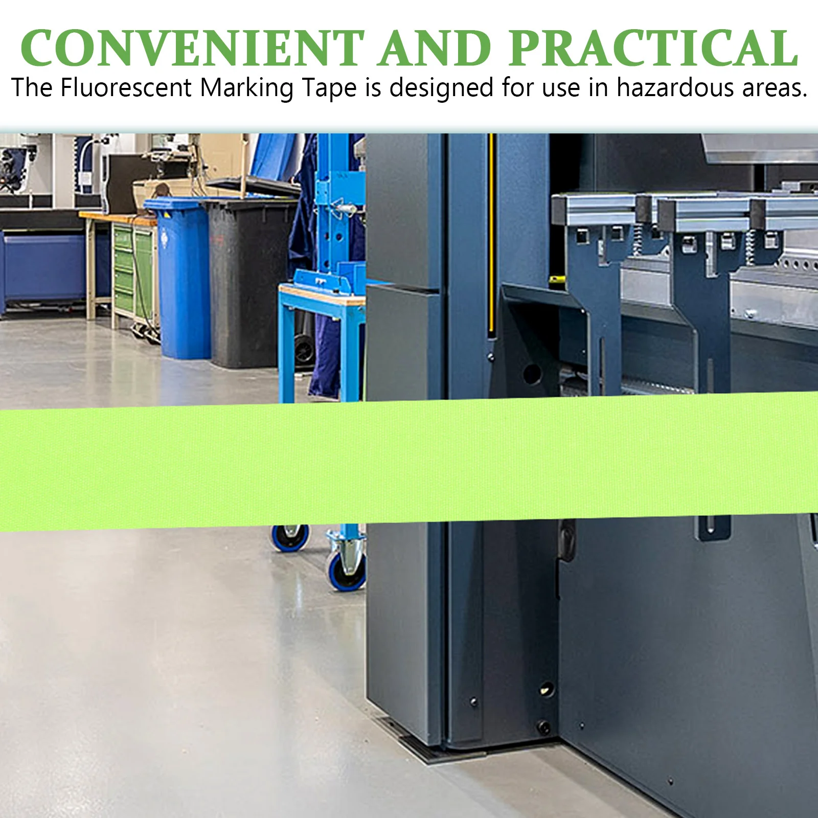 1 Roll Fluorescent Marking Tape Bright Green Non-Adhesive For Floor Classroom Gymnasium Tree Branches Safety Barricade