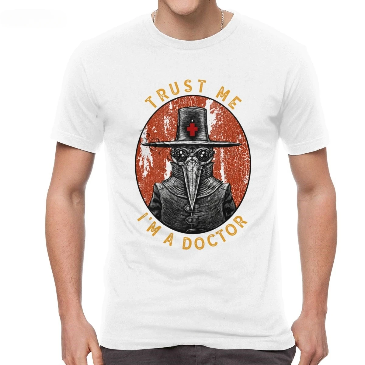 Men Cotton Funny Harajuku shirt Short Sleeves Halloween Plague Doctor Tees Streetwear Tops Humor Trust Me I'm A Doctor T Shirt