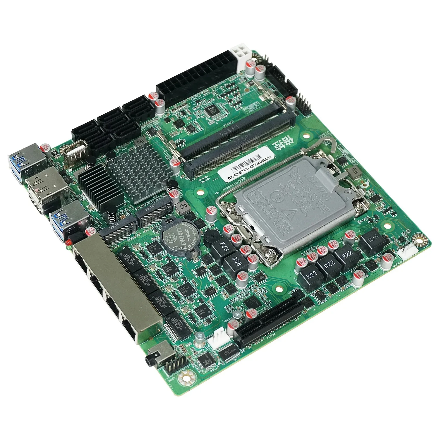 Mini ITX B760 NAS Motherboard Home Processor LGA1700 CPU 2*DDR5 4*i226 2.5G 2*M.2 NVME 8xSATA 1*PCIEX4 1*DP 1*HD Firewall Server