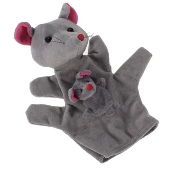 Grey Mouse Hand Puppet Finger