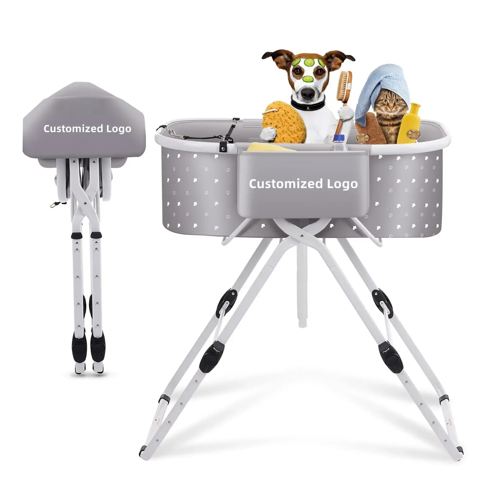 

Indoor and Outdoor Elevated Foldable and Portable Dog Bath Tub and Wash Station for Bathing Shower and Grooming