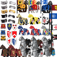 Military Building Blocks Medieval Solider Knights Accessories Shoulder Armor Model Vest Mount Flag Shield Horse Sword Bricks MOC