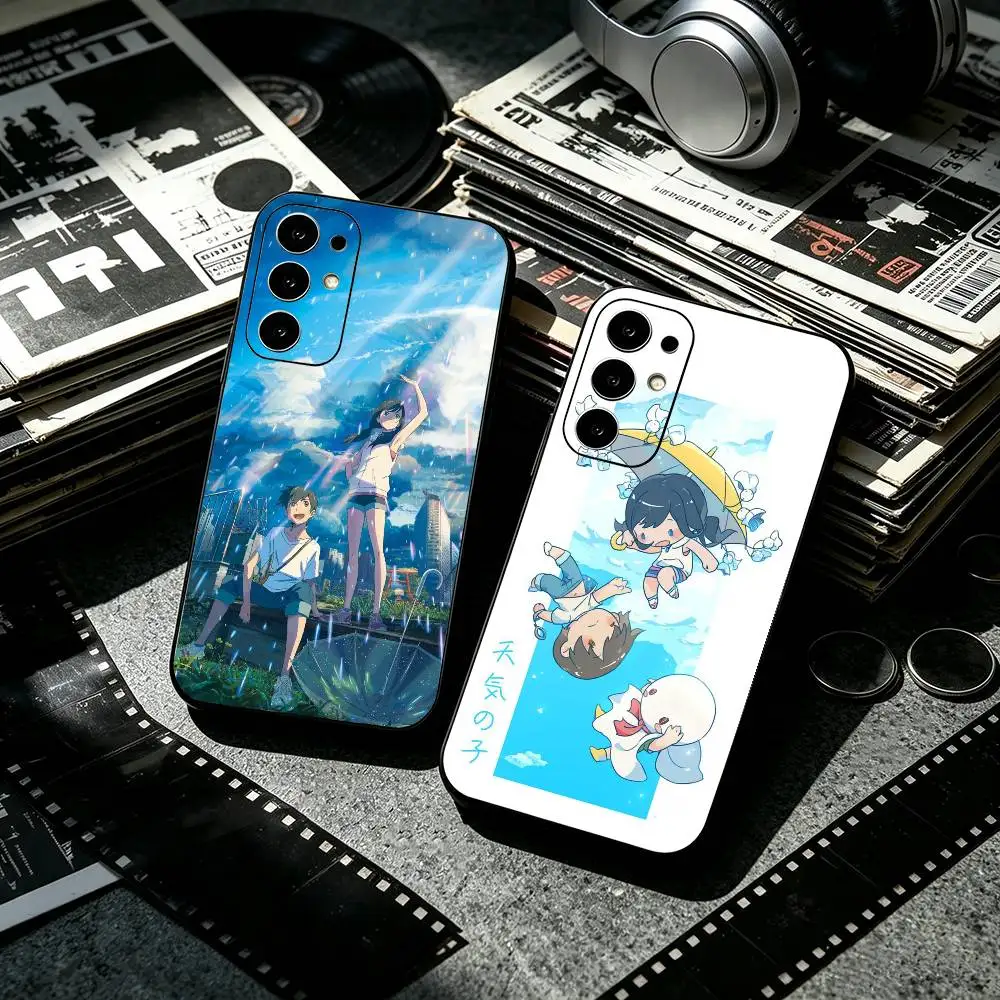 Anime W-Weathering With You  Anti-drop Soft Silicone Case for Samsung S26 S24 S23 S22 S21 Ultra Plus FE Lite Black