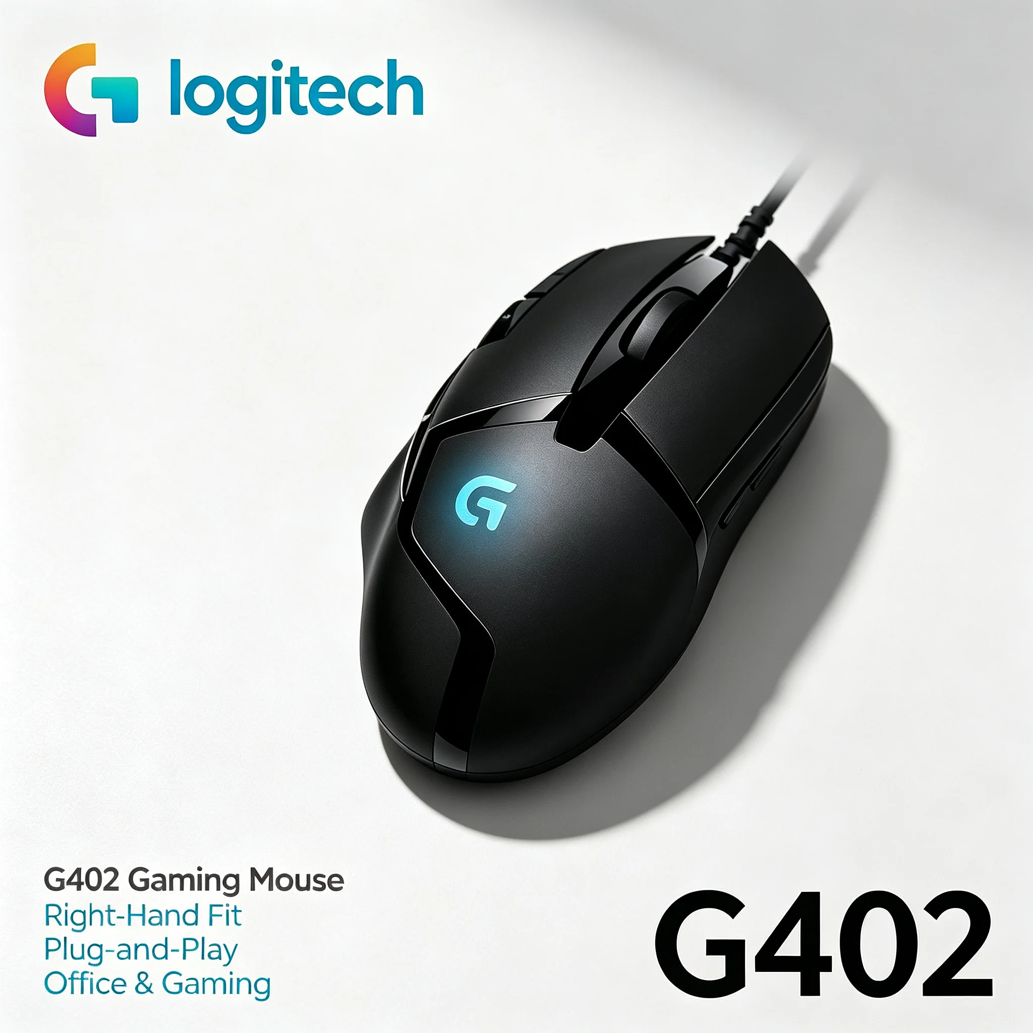 Logitech G402 Hyperion Fury Wired Gaming Mouse 4000DPI Ergonomic RGB Mice