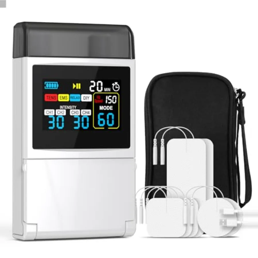 

Многофункциональный миостимулятор TENS/EMS 4-в-1 для облегчения боли в спине, шее, плечах и при ишиасе, 4 канала, 60 режимов, 30 уровней интенсивности, с улучшенными электродами