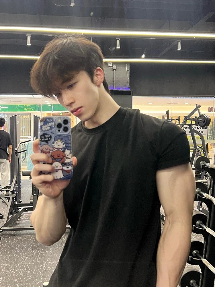 

Мужская футболка Bla American Slim Fit с коротким рукавом для подчеркивания мускулатура, летняя, спортивная, приталенная, для повседневной носки