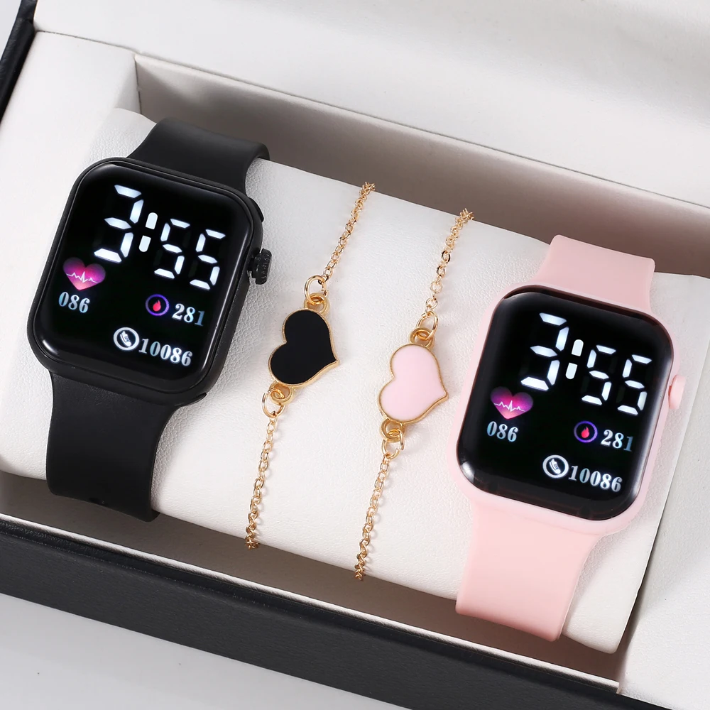 Reloj electrónico LED orientado al amor, reloj electrónico cuadrado impermeable para exteriores moderno e informal