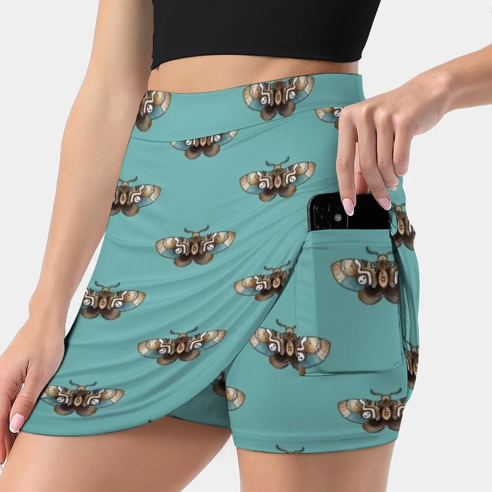 Clockwork Moth Women's skirt With Hide Pocket Tennis Skirt Golf Skirts Badminton Skirts Running skirts Moth Scull Eyes