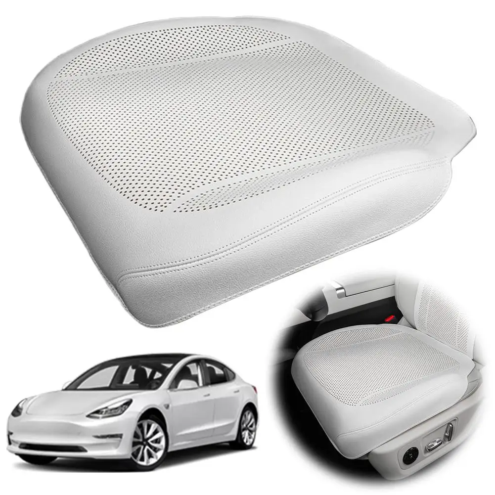 ل تسلا وسادة سيارة نابا الجلود تنفس حامي حصيرة الصيف عدم الانزلاق وسادة مقعد السيارة وسادة اكسسوارات السيارات I0A2 #6
