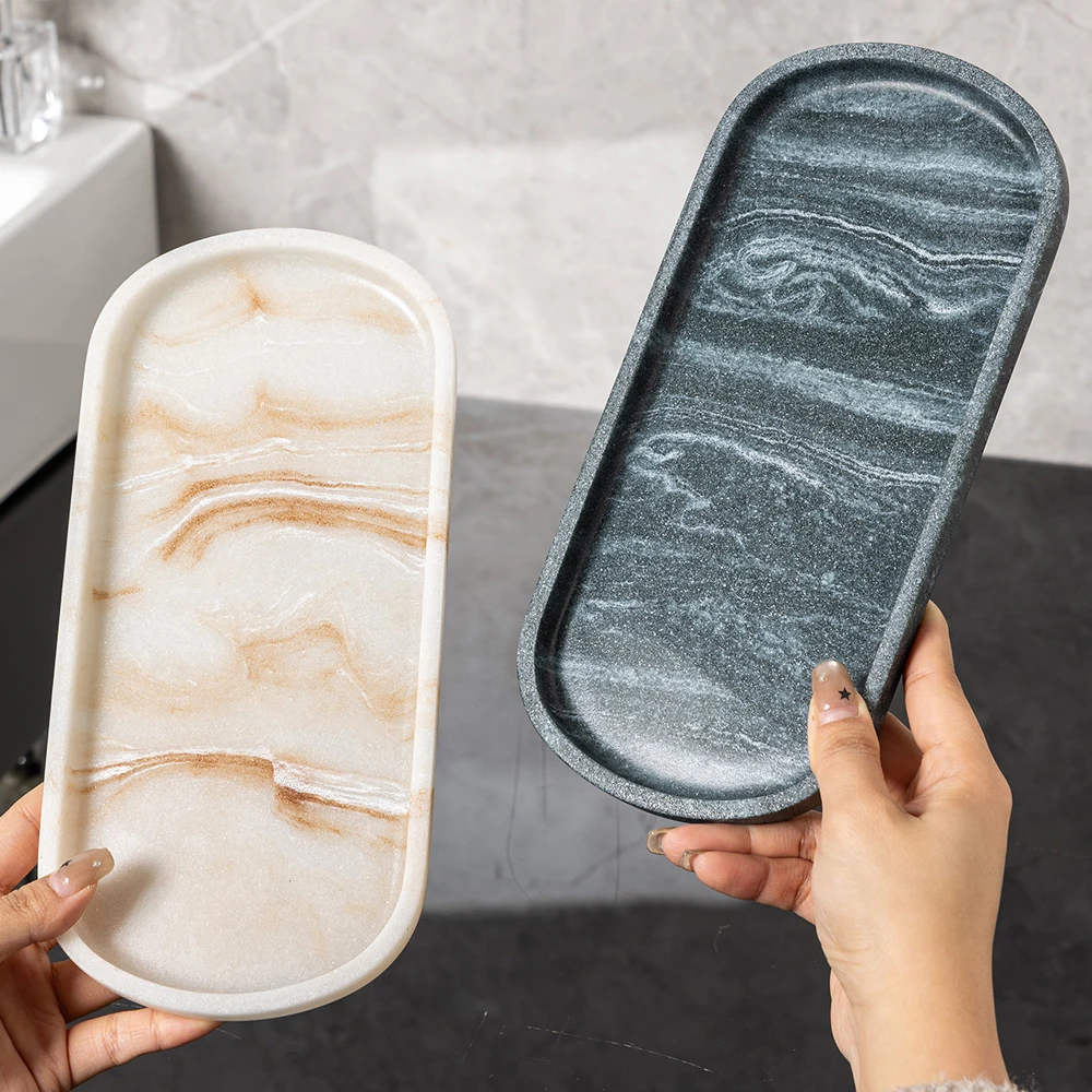 Wash Basin Tray Resin Oval Storage Tray Bathroom Wash Basin Gargle Emulsion Bottle Storage Tray Bathroom Decoration