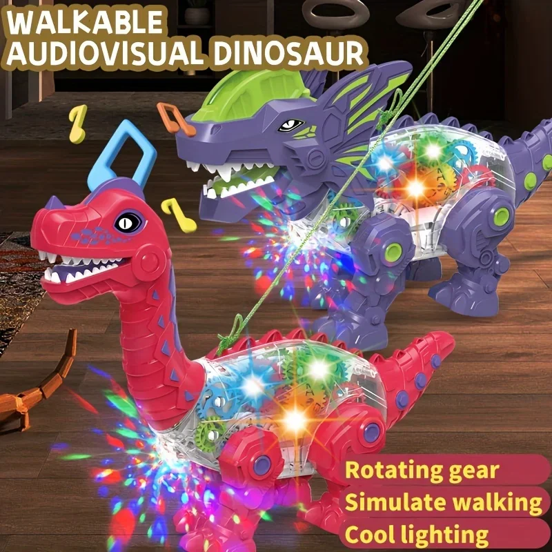 Electric Light Music Dinosaur Toy, Can Walking,for 3+ kid, Each Dinosaur Has Two Colors, Matching One Dinosaur In A Box,Boy gift