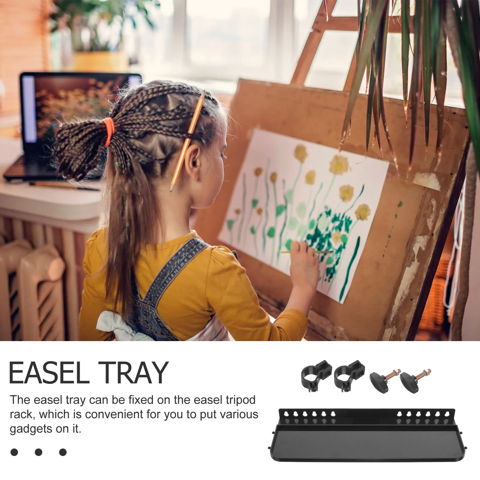 

Folding Easel Painting Supplies for Artists Paints Detachable Tray Plate Attachment Portable Storage Box Rack Shelf