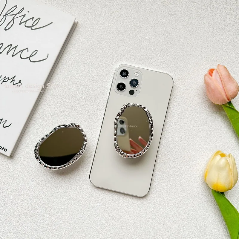 

Нерегулярная геометрическая овальная ручка для телефона Tok, корейская умная марка для девочек, портативный зеркальный держатель для телефона, ленивый кронштейн, прозрачная розетка-подставка