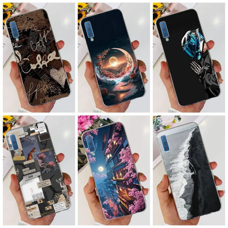Чехол для Samsung Galaxy A7 (2018), Мягкая силиконовая задняя крышка из ТПУ для Samsung A7 2018 A750F A750G A750FN, Модный чехол для телефона с рисунком