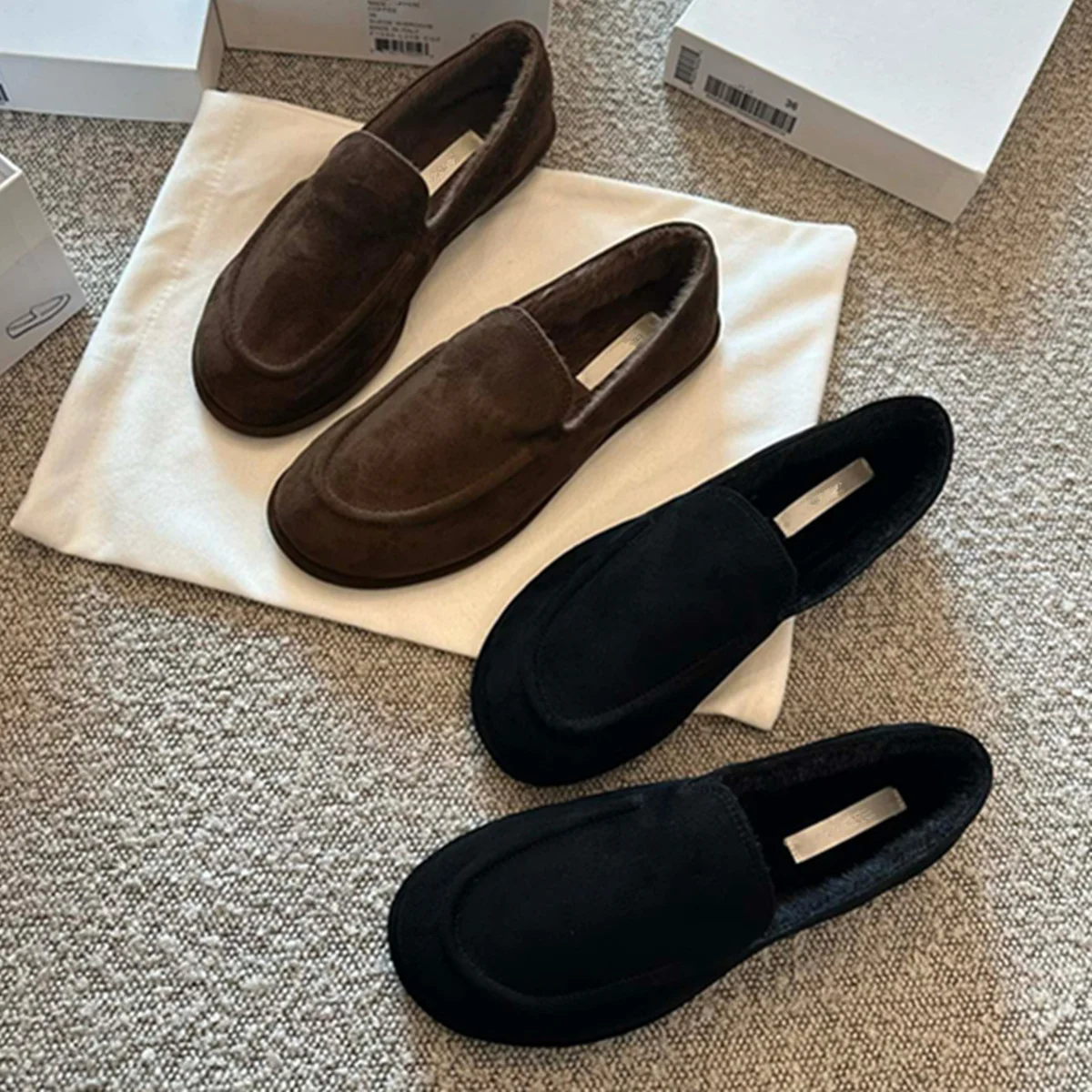 

Jenny & Dave минималистичные замшевые ленивые и удобные теплые флисовые лоферы, зимняя винтажная женская обувь, женские лоферы