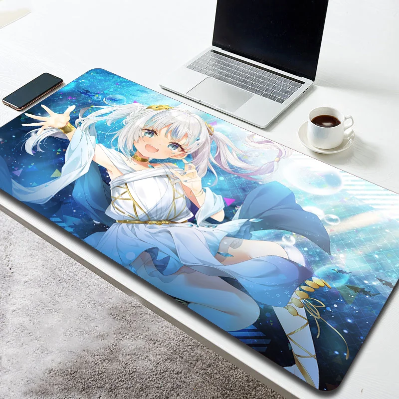 

Gawr Gura 800x300 Game Comic Mouse Pad Extra Large Computer Table Pad Non-slip Waterproof Mange Mousepad Anime Stuff Accessories