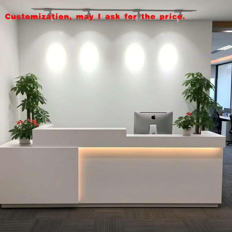 custom.KALN Modern Design Customized Office Counter Wood Table Front Desk Commercial Salon Reception Desk Table Company