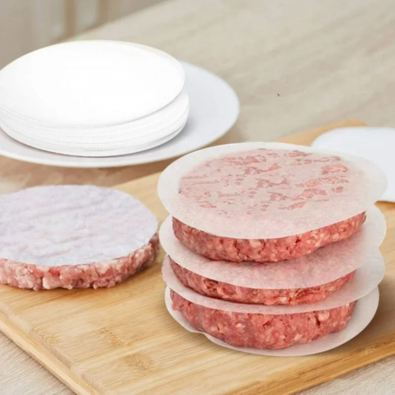 100pcs  Hamburger Patty Paper Round Wax Paper Sheet for Burger Press Baking Cake Baking Separate  Patty Oil Paper