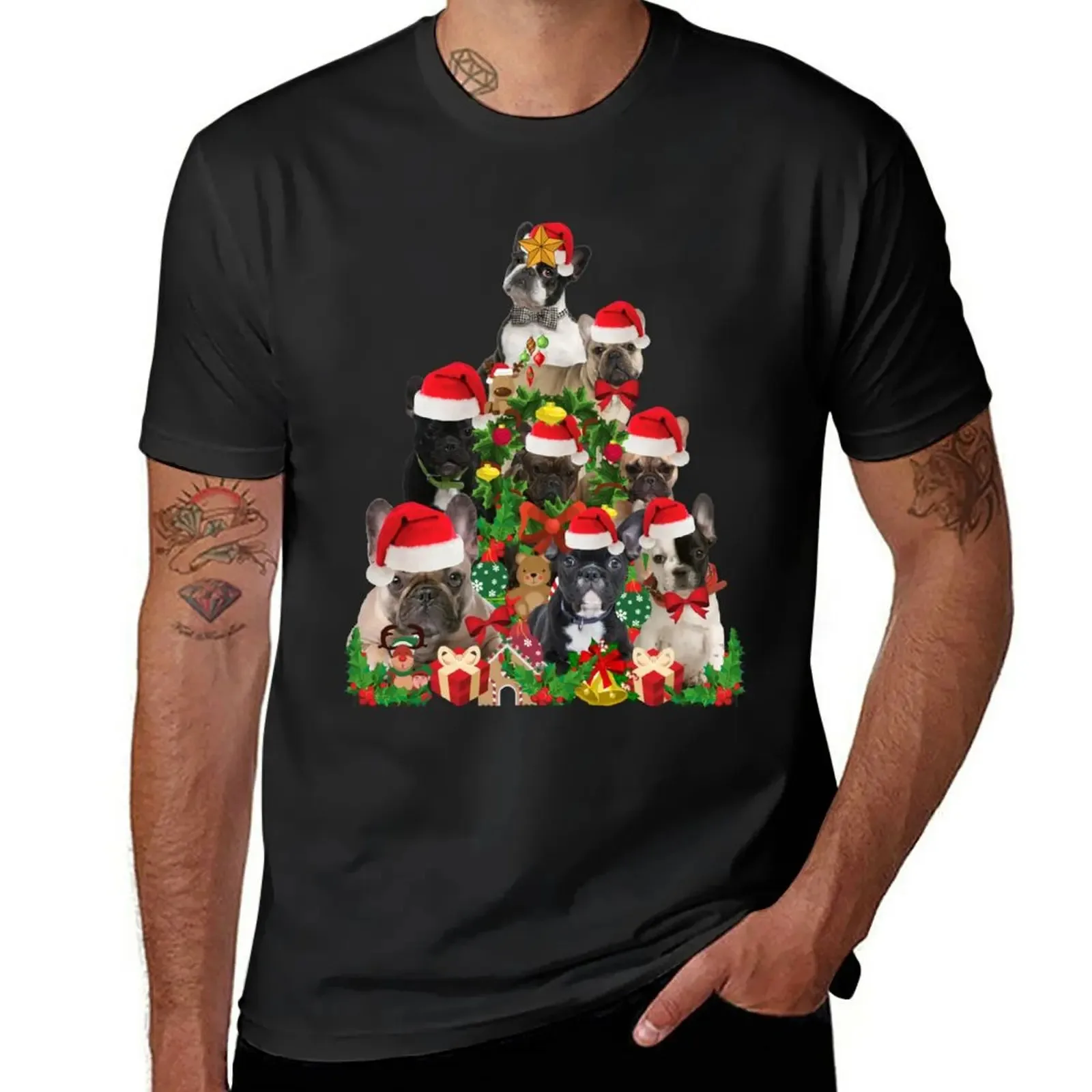 French Bulldog Christmas Tree T-Shirt custom t shirts design your own animal print shirt for boys mens funny t shirts