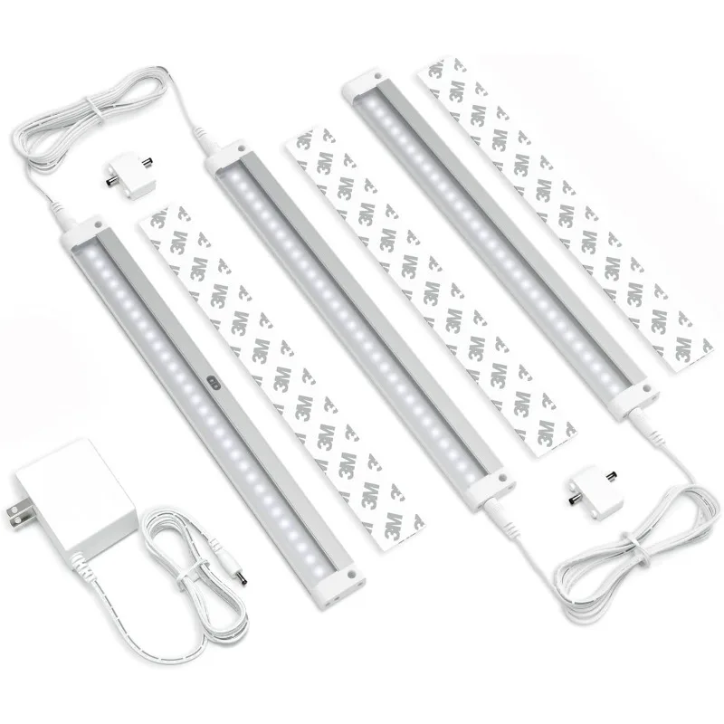 

HOME. Hand Wave Activated Under Cabinet LED Lighting Kit, 3-Pack 12 in-Touchless Dimming Control, White Under-Cool White (6000K)