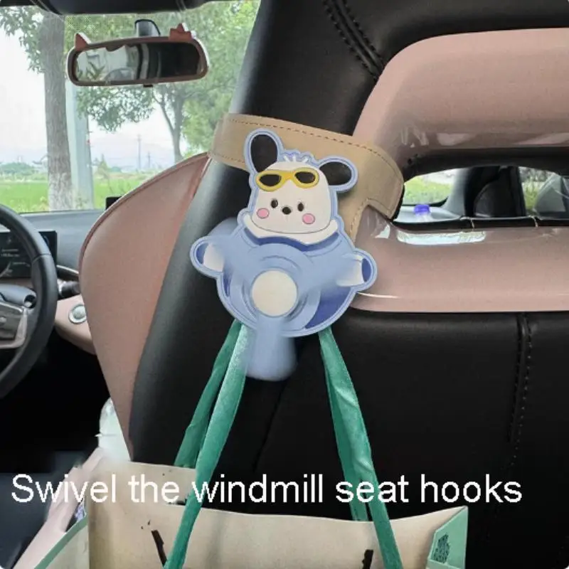 Car Interior Decoration Kawaii Pochacoo Cartoon Creativity Vehicle Mounted Sports Seats Storage Hook Up Rotating Windmill Gift