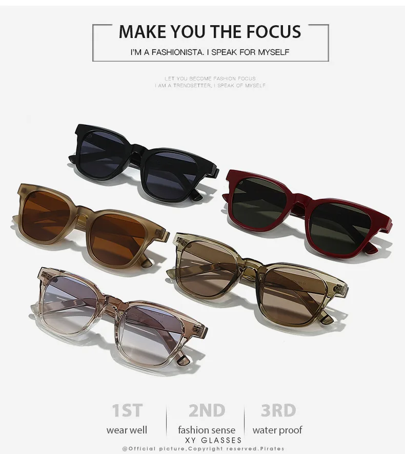 Retro klassische quadratische Sonnenbrille Damen Herren Unisex Casual Travel TR90 Sonnenschutz Jelly Color Brillen – Detail 3